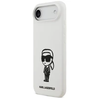 KARL LAGERFELD dėklas telefonui IPHONE 17 Air suderinamas su Magnetine KLHMP17MSKIGROH (Silicone W/ KL Sketch & Logo) baltas