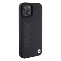 BMW BMHMP15SSLLBK iPhone 15 6.1" juodas/juodas Magsafe kietasis dėklas Signature Logo Imprint
