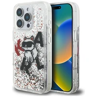 Karl Lagerfeld Liquid Glitter Choupette Logo deklas iPhone 16 Pro Max - skaidrus