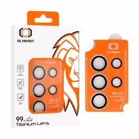 Apsauginis stiklas Tel Protect Titanium Lens 99% AR ant kameros Samsung Galaxy S25 Ultra skaidrus (5 lęšiai)