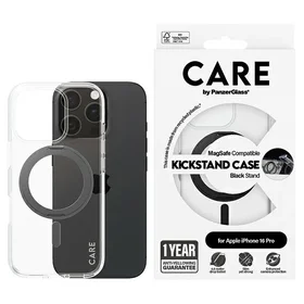 CARE by PanzerGlass Funkcinis dėklas telefonui su stovu iPhone 16 Pro 6.3" juodas/juodas Magnetinis 1322