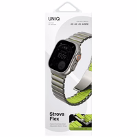 UNIQ Strova Flex dirželis Apple Watch 44/45/46/49mm Series 1/2/3/4/5/6/7/8/9/10/11/SE/SE2/SE3/Ultra/Ultra 2/Ultra 3 sidabrinis-žalsvai geltonas