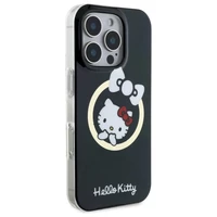 Hello Kitty IML Linksmas kaspinas magnetinis iPhone 16 Pro Max dėklas - juodas