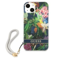 Guess GUHCP13SHFLSB iPhone 13 mini 5.4" mėlynas/mėlynas kietas dėklas Gėlių Dirželis