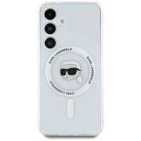 Dėklas Karl Lagerfeld Button Karl Head Printed Logo Magnetinis Samsung Galaxy S25 baltas