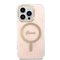 Rinkinys Guess GUBPP14LH4EACSP dėklas + įkroviklis iPhone 14 Pro 6.1" rožinis/rožinis kietas dėklas 4G Print Magnetinis