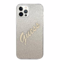 Guess GUHCP12MPCUGLSGO iPhone 12/12 Pro 6.1" auksinis kietasis dėklas Glitter Gradient Script