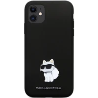 Karl Lagerfeld KLHCN61SMHCNPK dėklas telefonui iPhone 11 / Xr - juodas silikoninis C metalinis kaištis