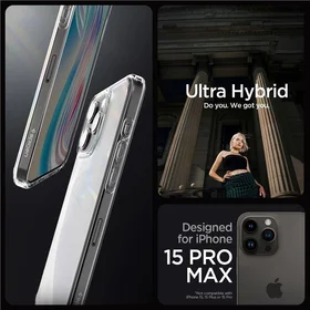 Spigen Ultra Hybrid dėklas telefonui iPhone 15 Pro Max - skaidrus matinis