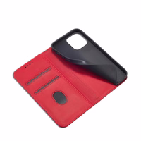 Magnet Fancy Case dėklas iPhone 14 Pro su flip dangčiu, pinigine ir stovu - raudonos spalvos