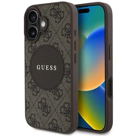 Guess 4G Circle Classic Logo Magnetinis dėklas telefonui iPhone 16 - rudas