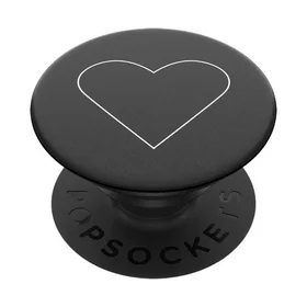 Popsockets 2 baltos širdies juodas laikiklis ir telefono stovas