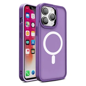 Magnetinis spalvotas matinė dėklas telefonui iPhone 15 - violetinė
