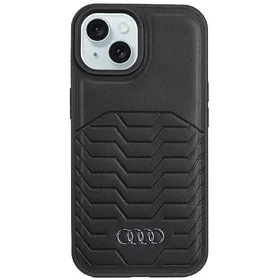 Audi Sintetinės odos dėklas telefonui su Magnetine iPhone 15/14/13 - juodas