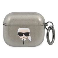 Karl Lagerfeld blizgus Karl's Head dėklas AirPods 3 ausinėms - juodas