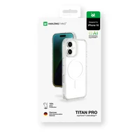 AmazingThing Titan Pro Mag dėklas su magnetiniu žiedu iPhone 16 - skaidrus