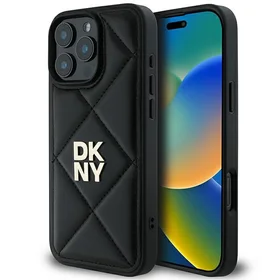 DKNY putuotas Stack logotipas iPhone 16 Pro dėklas telefonui - juodas