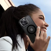 ESR Classic Hybrid Kickstand Halolock Magnetinis dėklas telefonui su stovu + grūdintas stiklas iPhone 16 Pro Max - pusiau skaidrus su juodu rėmeliu