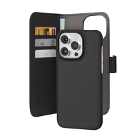 Puro Wallet nuimamas magnetinis 2in1 PU odos dėklas su atvartu ir pinigine iPhone 15 Pro - juodas
