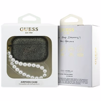 Guess Glitter Pearl Dirželis Dėklas for AirPods Pro 3 - juodas and Glitter