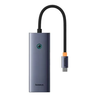 Hub 5in1 Baseus UltraJoy 5 prievadų (4xUSB 3.0, PD) pilkas