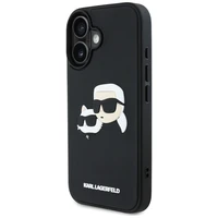 Karl Lagerfeld HC 3D guminis dvigubų galvų iPhone 16 dėklas - juodas