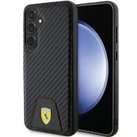 Ferrari Carbon Stitched Bottom dėklas telefonui Samsung Galaxy S24+ - juodas