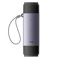 Baseus Lite Series SD/TF atminties kortelių skaitytuvas, USB + USB-C (pilkas)