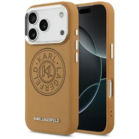 Karl Lagerfeld Point & Metal Logo Magnetinis dėklas telefonui iPhone 17 Pro - Rudas