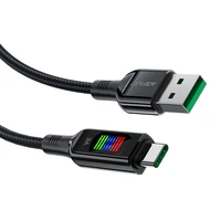 Acefast C7-04 USB-A USB-C 60W 1.2m kabelis su ekranu - juodas