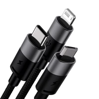 3in1 USB - micro USB / Lightning / USB-C 3.5A 1.2m kabelis Baseus StarSpeed - juodas