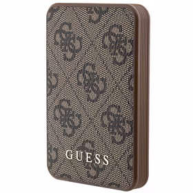 Guess Išorinė baterija 15W GUPB5LP4GEGW 5000mAh ruda/ruda 4G Odinis Metalinis Logotipas