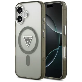 GUESS dėklas telefonui IPHONE 17 suderinamas su Magnetine GUHMP17SHGTMLCGA (IML Gradient W/ Triangle Logo) chaki