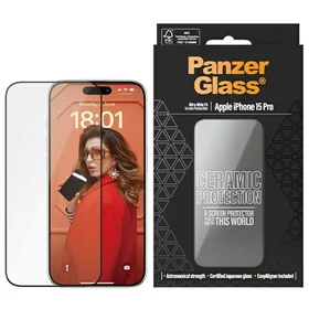 PanzerGlass Ceramic Protection keraminis stiklas su pozicionieriumi iPhone 15 Pro telefonui