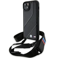 BMW M Edition anglies juostelė ir dirželis dėklas telefonui iPhone 15 Plus / 14 Plus - juodas