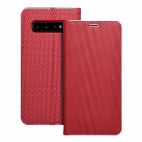 Dėklas telefonui LUNA Book Carbon skirtas SAMSUNG S10 raudonas