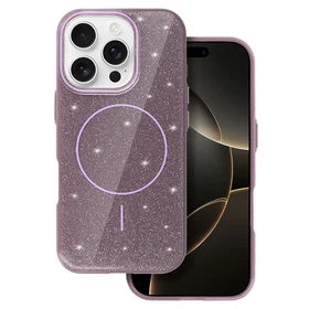 Magnetinis Itin Plonas Blizgus dėklas Iphone 15 Pro violetinė