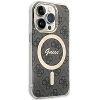 Guess IML 4G magnetinis dėklas telefonui iPhone 15 Pro - juodas
