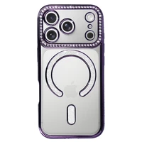 Bling Magsafe violetinis dėklas telefonui iPhone 17 Pro Max