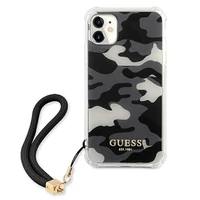 Guess GUHCN61KSARBK iPhone 11 6.1" / Xr juodas/juodas kietas dėklas Camo kolekcija