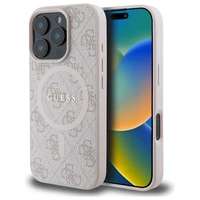 Guess 4G žiedo klasikinio logotipo magnetinis dėklas telefonui iPhone 16 Pro Max - rožinė