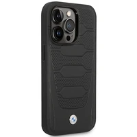 Dėklas telefonui BMW BMHMP14L22RPSK iPhone 14 Pro 6.1" juodas/juodas odos sėdynių raštas MagSafe