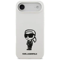 KARL LAGERFELD dėklas telefonui IPHONE 17 Air suderinamas su Magnetine KLHMP17MSKIGROH (Silicone W/ KL Sketch & Logo) baltas