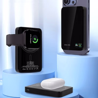 Blavec Išorinė baterija 10000mAh BJ-04 Plona 13,5mm - Type C - 22,5W magnetinė Magsafe 3 in 1 (PBBJ04-MC10B) juoda stiklas