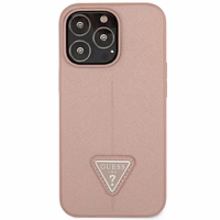 Guess GUHCP14LPSATLP iPhone 14 Pro 6.1 "rožinis/rožinis kietas dėklas SaffianoTriangle Logo