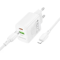 Įkroviklis Borofone BN27 20W USB-C/USB-A + USB-C to Lightning cable 1.0m baltas