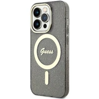 Guess GUHMP14LHCMCGK iPhone 14 Pro 6.1" juodas/juodas kietas dėklas Blizgučiai Auksas MagSafe