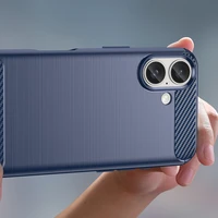 Carbon dėklas telefonui iPhone 16 Plus - mėlynas