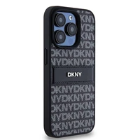 DKNY Odinis mono juosta ir metalinis logotipas dėklas telefonui iPhone 15 Pro - juodas