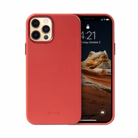 Crong Essential Cover - iPhone 12 Pro Max Faux Leather dėklas (raudonas)